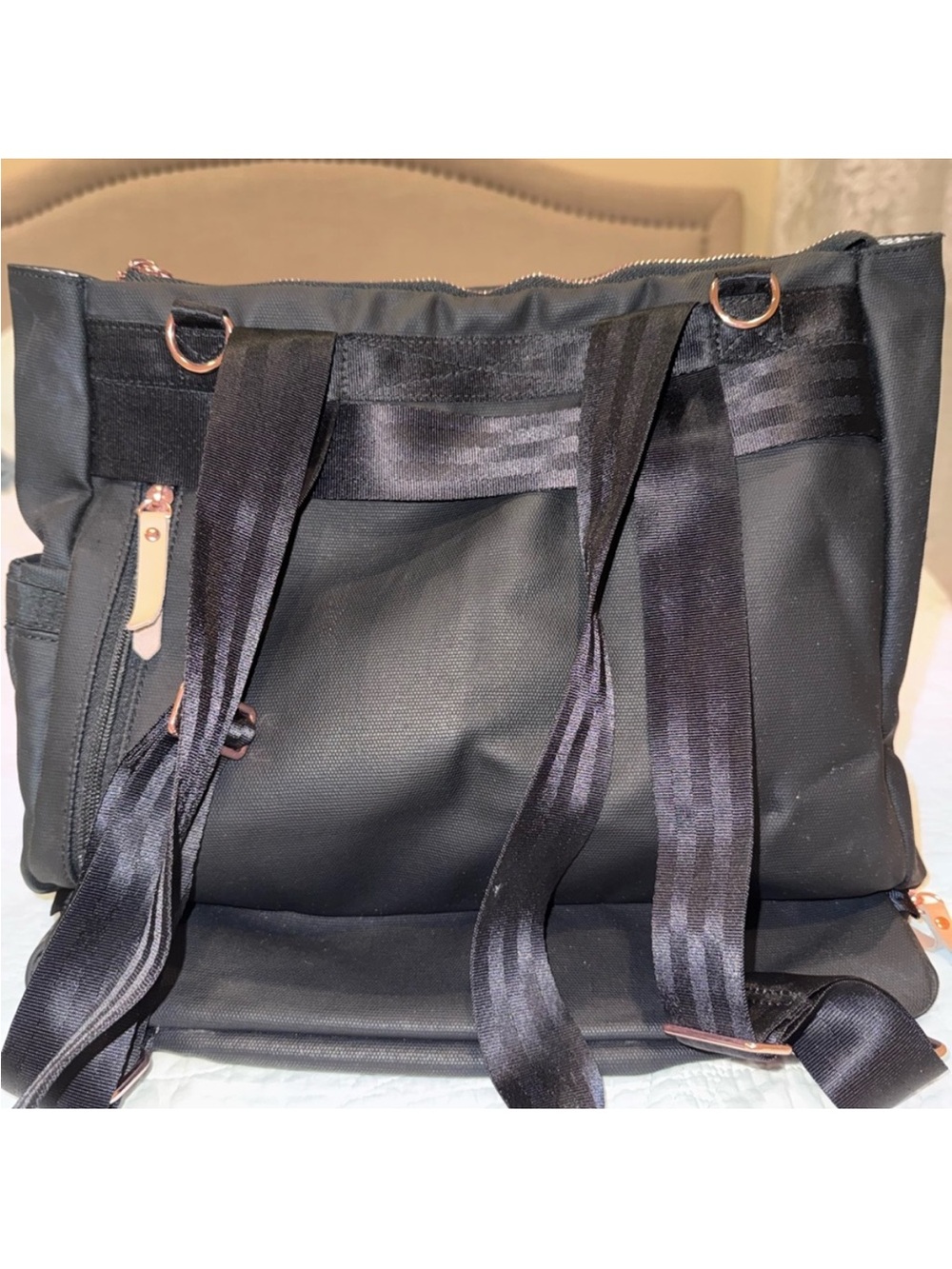 Petunia Pickle Bottom Diaper Bag Backpack Black Rose Gold Convertible Baby Bag - Picture 6 of 10